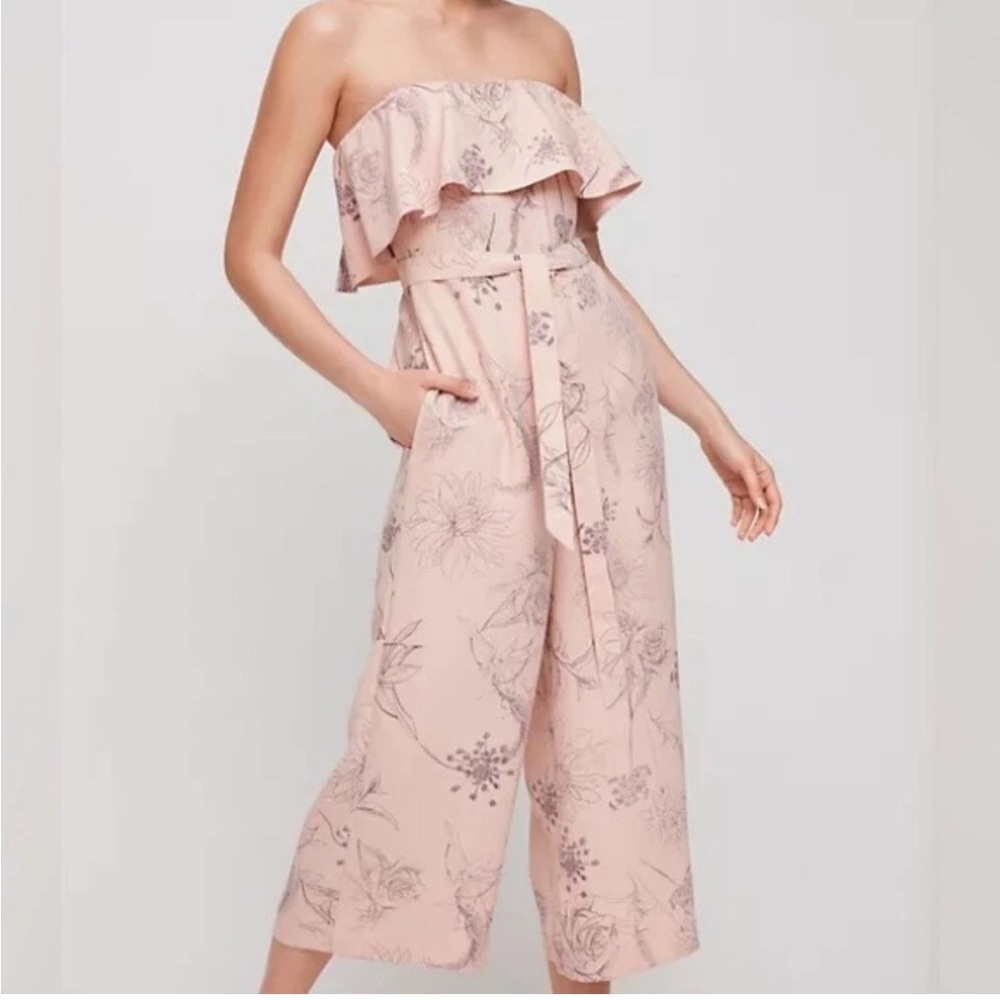 Babaton Strapless Floral Jumpsuit in Light Pink